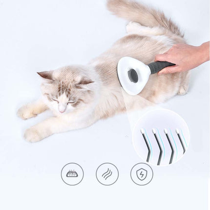 Stainless Steel Needle Automatic Cleaning Pet Hair Removal Dog Brush Pet Comb, Blue Thick Needle, Blue Fine Needle, Pink Thick Needle, Pink Fine Needle, Gray Thick Needle, Gray Fine Needle - DealBuddy