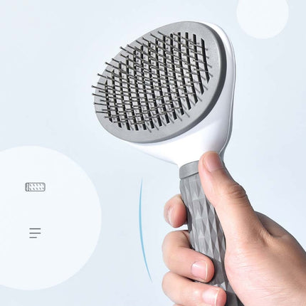 Stainless Steel Needle Automatic Cleaning Pet Hair Removal Dog Brush Pet Comb, Blue Thick Needle, Blue Fine Needle, Pink Thick Needle, Pink Fine Needle, Gray Thick Needle, Gray Fine Needle - DealBuddy