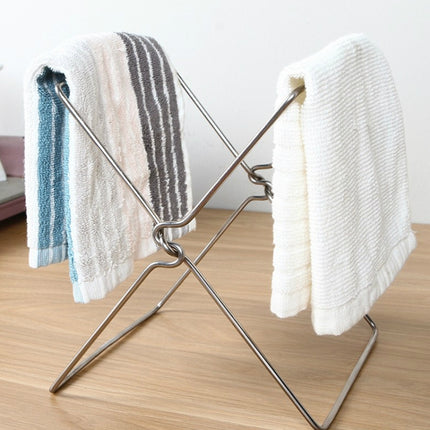 Stainless Steel Kitchen Foldable Storage Rack Plastic Bag Towel Trash Can Holder
