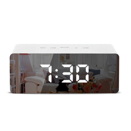 LED Mirror Alarm Clock Digital Snooze Table Clock Electronic Time Temperature Large Display with Wake Up Light