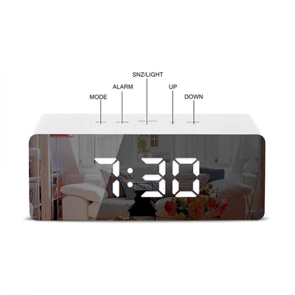 LED Mirror Alarm Clock Digital Snooze Table Clock Electronic Time Temperature Large Display with Wake Up Light