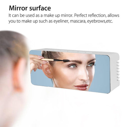 LED Mirror Alarm Clock Digital Snooze Table Clock Electronic Time Temperature Large Display with Wake Up Light