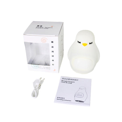 Creative Multifunctional Penguin Silicone Cute Beans Wake Children Sleeping LED Electronic Alarm Clock