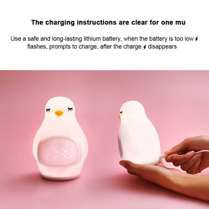 Creative Multifunctional Penguin Silicone Cute Beans Wake Children Sleeping LED Electronic Alarm Clock