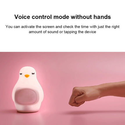 Creative Multifunctional Penguin Silicone Cute Beans Wake Children Sleeping LED Electronic Alarm Clock