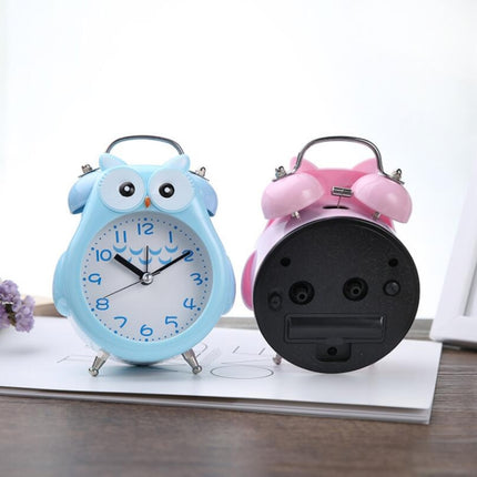 2 PCS Children Creative Cartoon Owl Super Ring Metal Bell Student Alarm Clock