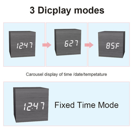 Multicolor Sounds Control Wooden Clock Modern Digital LED Desk Alarm Clock Thermometer Timer, Black White, Black Red, Black Blue, Black Green, White Red, White Blue, White Green, Wooden White - DealBuddy
