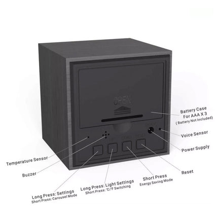 Multicolor Sounds Control Wooden Clock Modern Digital LED Desk Alarm Clock Thermometer Timer