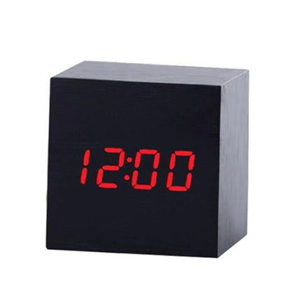 Multicolor Sounds Control Wooden Clock Modern Digital LED Desk Alarm Clock Thermometer Timer