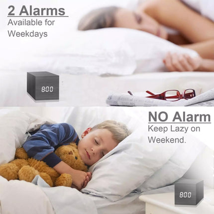 Multicolor Sounds Control Wooden Clock Modern Digital LED Desk Alarm Clock Thermometer Timer