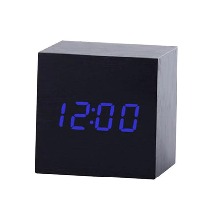 Multicolor Sounds Control Wooden Clock Modern Digital LED Desk Alarm Clock Thermometer Timer, Black White, Black Red, Black Blue, Black Green, White Red, White Blue, White Green, Wooden White - DealBuddy