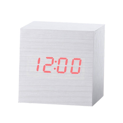 Multicolor Sounds Control Wooden Clock Modern Digital LED Desk Alarm Clock Thermometer Timer, Black White, Black Red, Black Blue, Black Green, White Red, White Blue, White Green, Wooden White - DealBuddy