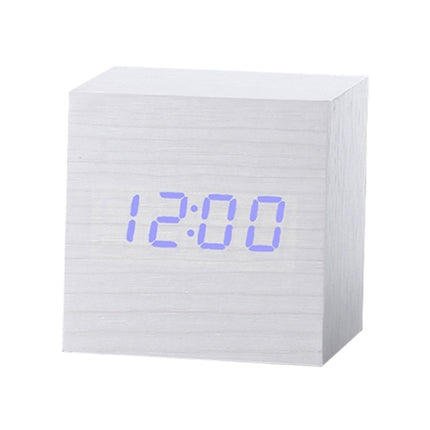 Multicolor Sounds Control Wooden Clock Modern Digital LED Desk Alarm Clock Thermometer Timer, Black White, Black Red, Black Blue, Black Green, White Red, White Blue, White Green, Wooden White - DealBuddy