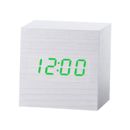 Multicolor Sounds Control Wooden Clock Modern Digital LED Desk Alarm Clock Thermometer Timer, Black White, Black Red, Black Blue, Black Green, White Red, White Blue, White Green, Wooden White - DealBuddy