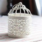 Antique Creative Bird Cage Candlestick Wrought Iron Ornaments Hollow Flower Pattern Home Decoration Crafts