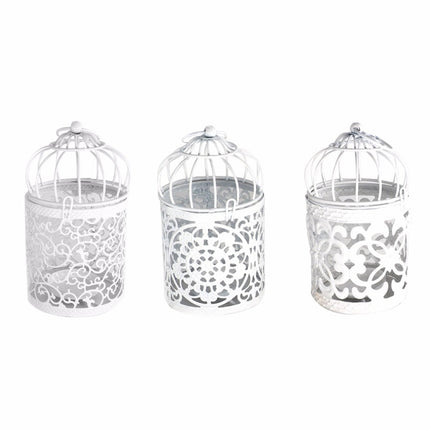 Antique Creative Bird Cage Candlestick Wrought Iron Ornaments Hollow Flower Pattern Home Decoration Crafts