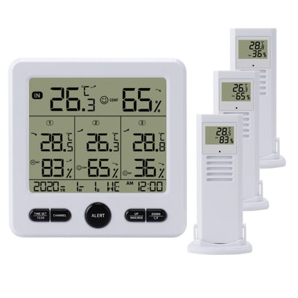 Three Dragged Multi-Function Wireless Thermometer And Hygrometer Indoor And Outdoor High-Precision Thermometer With Color Alarm - DealBuddy