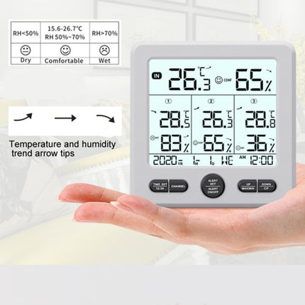 Three Dragged Multi-Function Wireless Thermometer And Hygrometer Indoor And Outdoor High-Precision Thermometer With Color Alarm - DealBuddy