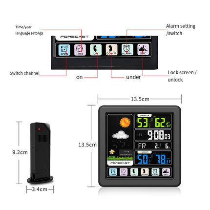TS-3310 Wireless Weather Clock Multifunctional Color Screen Clock Creative Home Touch Screen Thermometer - DealBuddy