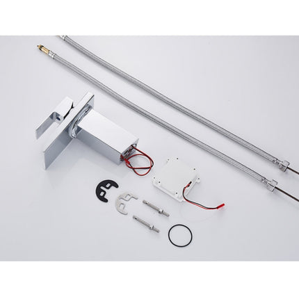 LED Three Lights Hot Cold Water Faucet Bathroom Waterfall Faucet CN Plug, Black, Electroplating Silver - DealBuddy