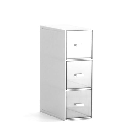 Desktop Drawer Storage Box Cosmetics Office Student Stationery Pen Dormitory Three Grid Desk Rack, Coral Powder, Ivory White, Glacier Blue