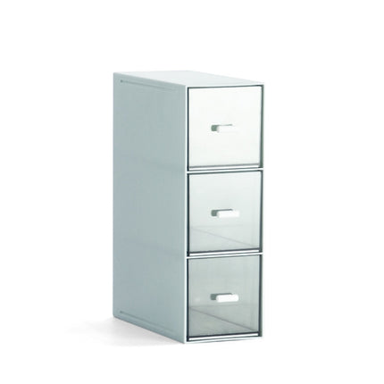 Desktop Drawer Storage Box Cosmetics Office Student Stationery Pen Dormitory Three Grid Desk Rack, Coral Powder, Ivory White, Glacier Blue