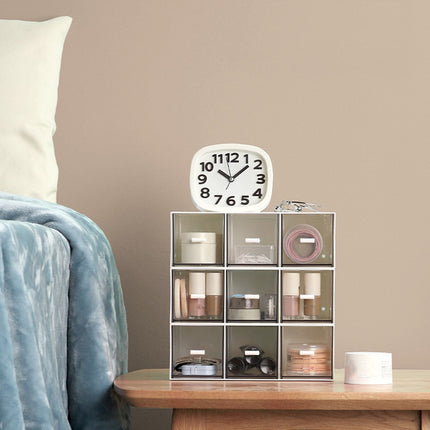 Desktop Drawer Storage Box Cosmetics Office Student Stationery Pen Dormitory Three Grid Desk Rack, Coral Powder, Ivory White, Glacier Blue