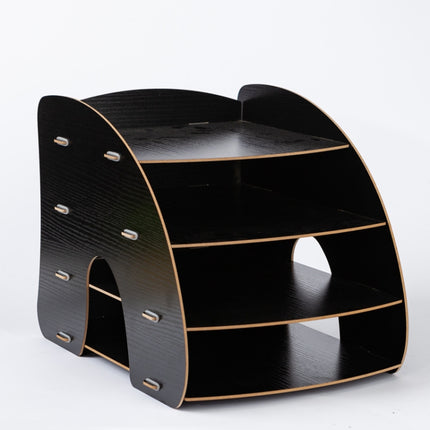 Office Supplies Curved Desktop A4 Storage Box Wooden File Rack Data Rack Shelf - DealBuddy
