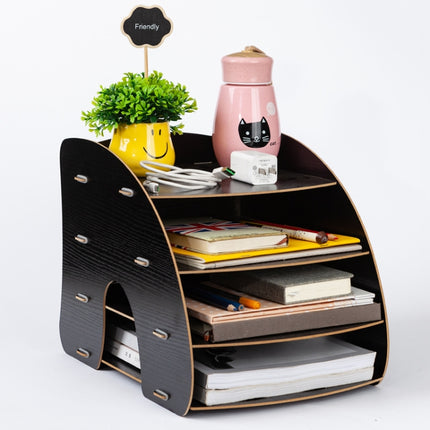 Office Supplies Curved Desktop A4 Storage Box Wooden File Rack Data Rack Shelf - DealBuddy