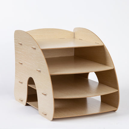 Office Supplies Curved Desktop A4 Storage Box Wooden File Rack Data Rack Shelf - DealBuddy