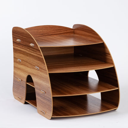 Office Supplies Curved Desktop A4 Storage Box Wooden File Rack Data Rack Shelf - DealBuddy