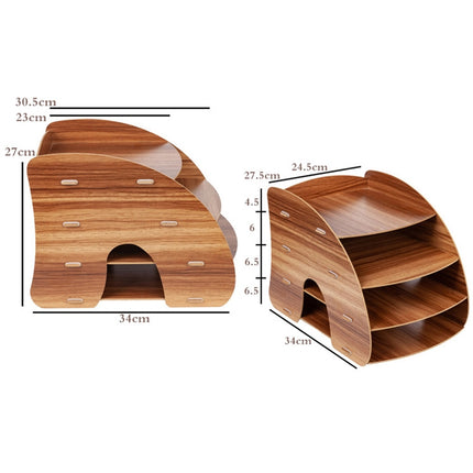 Office Supplies Curved Desktop A4 Storage Box Wooden File Rack Data Rack Shelf - DealBuddy