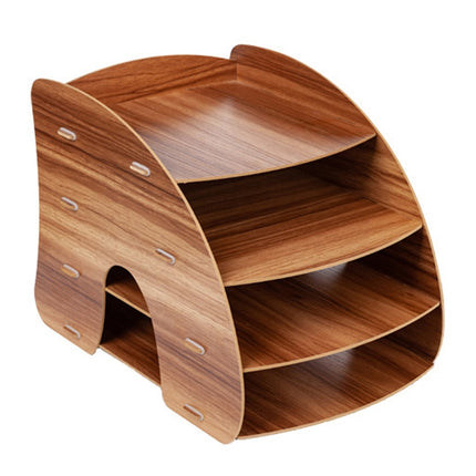 Office Supplies Curved Desktop A4 Storage Box Wooden File Rack Data Rack Shelf - DealBuddy