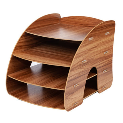 Office Supplies Curved Desktop A4 Storage Box Wooden File Rack Data Rack Shelf - DealBuddy