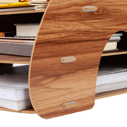 Office Supplies Curved Desktop A4 Storage Box Wooden File Rack Data Rack Shelf - DealBuddy