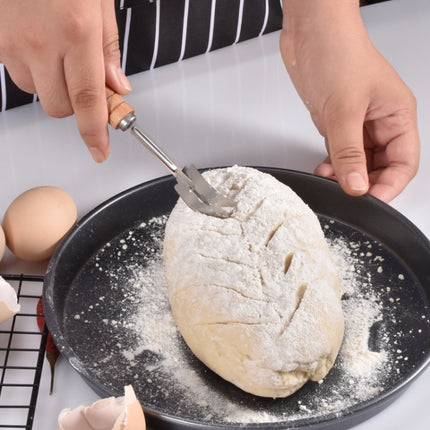 Bread Trimming French Stick Cutting Knife Dough Bisector Curved Stainless Steel Dough Cutter With Wooden Handle