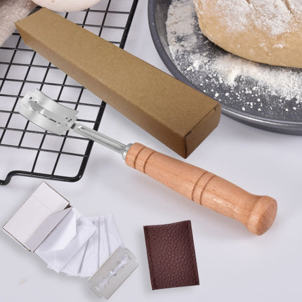 Bread Trimming French Stick Cutting Knife Dough Bisector Curved Stainless Steel Dough Cutter With Wooden Handle