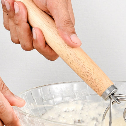 2 PCS 13 Inch Oak Handle Flour Mixer Dough Stainless Steel Mixing Rod Coil Whisk, Single Circle Agitator, Double Circle Agitator, Three Circle Agitator - DealBuddy