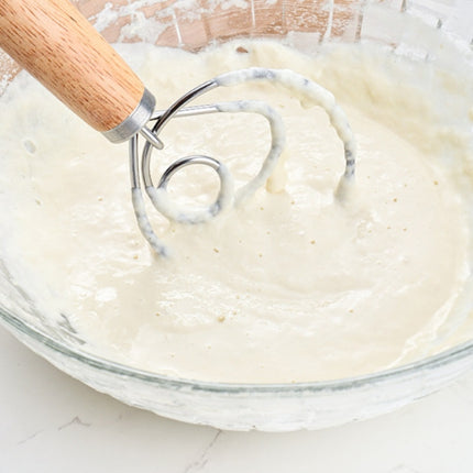 2 PCS 13 Inch Oak Handle Flour Mixer Dough Stainless Steel Mixing Rod Coil Whisk, Single Circle Agitator, Double Circle Agitator, Three Circle Agitator - DealBuddy
