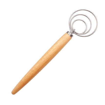 2 PCS 13 Inch Oak Handle Flour Mixer Dough Stainless Steel Mixing Rod Coil Whisk, Single Circle Agitator, Double Circle Agitator, Three Circle Agitator - DealBuddy