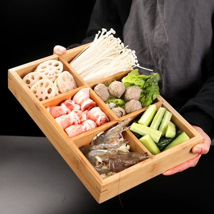 Hot Pot Bamboo Plate Compartmental Platter Vegetable Wood Tray Set, Large Nine Grid Plate, Six Grid Plate, Large Four Grid Bamboo Plate, Medium Four Grid Bamboo Plate, Small Four Grid Bamboo Plate, Three Grid Bamboo Plate, Two Grid Plate               ... - DealBuddy