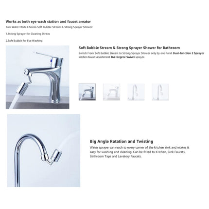 720-Degree Universal Rotating Faucet Anti-Splash Spout Filter Dual-Function Faucet, Two Sections - DealBuddy