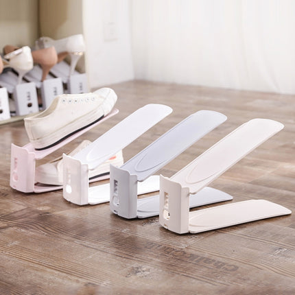Double-Layer Adjustable Shoe Bracket Household Dustproof Shoe Storage Rack, White, Pink, Apricot, Gray