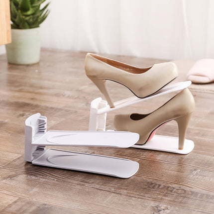 Double-Layer Adjustable Shoe Bracket Household Dustproof Shoe Storage Rack, White, Pink, Apricot, Gray
