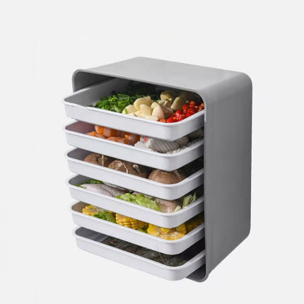 6-Layer Wall-Mounted Hot Pot Tray Kitchen Household Preparation Dishes Free Perforation Rectangular Side Dishes, Gray Frame+ White Plate, Blue Frame + Yellow Plate - DealBuddy