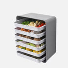 6-Layer Wall-Mounted Hot Pot Tray Kitchen Household Preparation Dishes Free Perforation Rectangular Side Dishes, Gray Frame+ White Plate, Blue Frame + Yellow Plate - DealBuddy