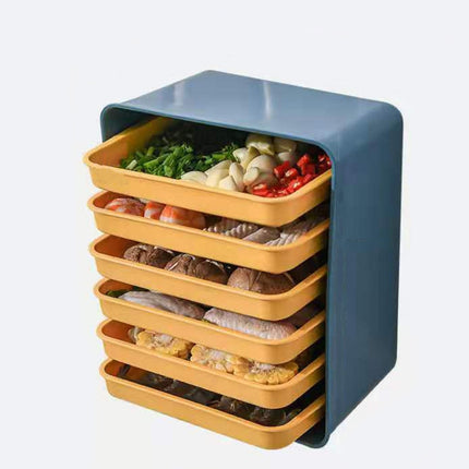 6-Layer Wall-Mounted Hot Pot Tray Kitchen Household Preparation Dishes Free Perforation Rectangular Side Dishes, Gray Frame+ White Plate, Blue Frame + Yellow Plate - DealBuddy