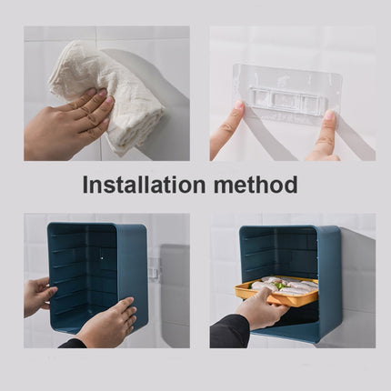 6-Layer Wall-Mounted Hot Pot Tray Kitchen Household Preparation Dishes Free Perforation Rectangular Side Dishes, Gray Frame+ White Plate, Blue Frame + Yellow Plate - DealBuddy