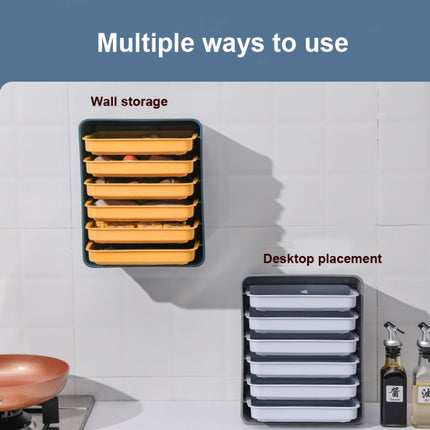6-Layer Wall-Mounted Hot Pot Tray Kitchen Household Preparation Dishes Free Perforation Rectangular Side Dishes, Gray Frame+ White Plate, Blue Frame + Yellow Plate - DealBuddy