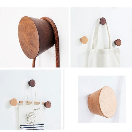 5 in 1 Solid Wood Coat Hook Wall Nail-Free Strong Sticky Hook